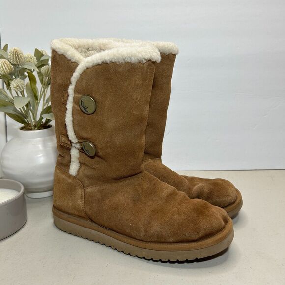 Koolaburra by UGG Kinslei Tall Brown Boot Suede Sheepskin 1096409 Women's US 8 - Picture 1 of 9
